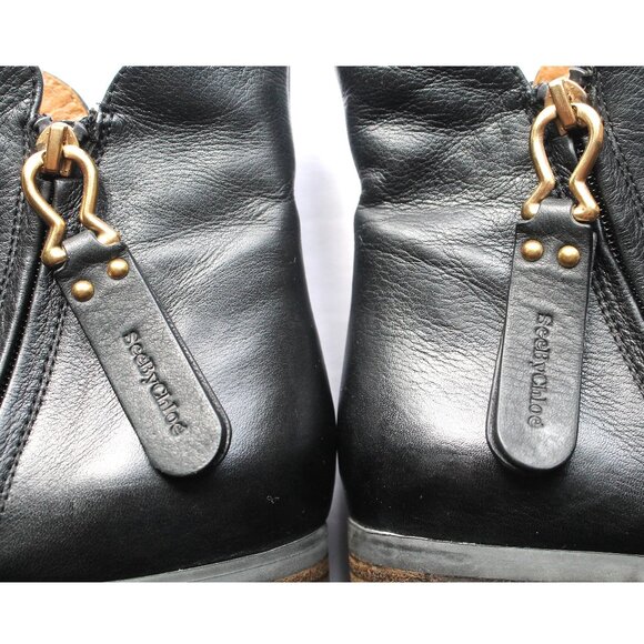 See by Chloe Jamie Leather Ankle Boot / Size 37.5 / Black Rubber Sole - Picture 7 of 11